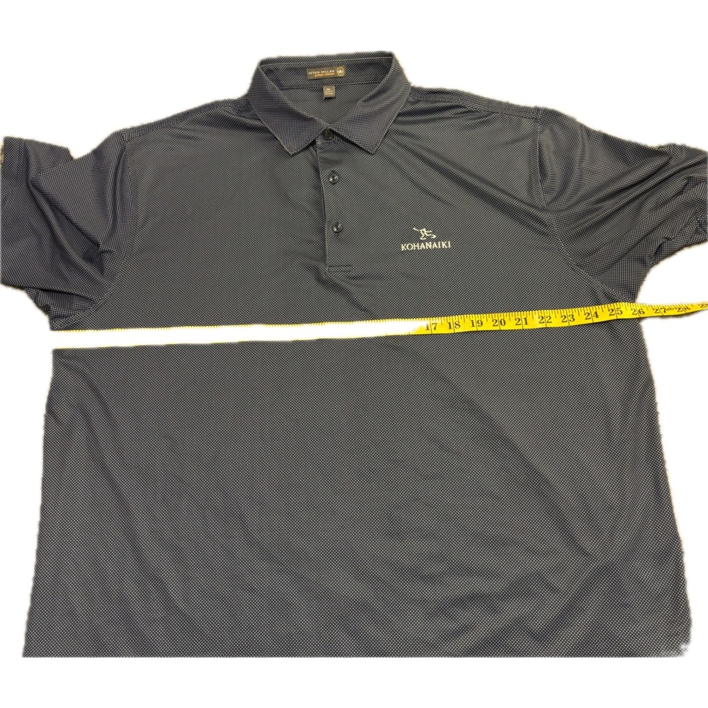 Peter Millar Summer Comfort Polo Shirt Mens XL Navy Polka Dot Kohanaiki Golf